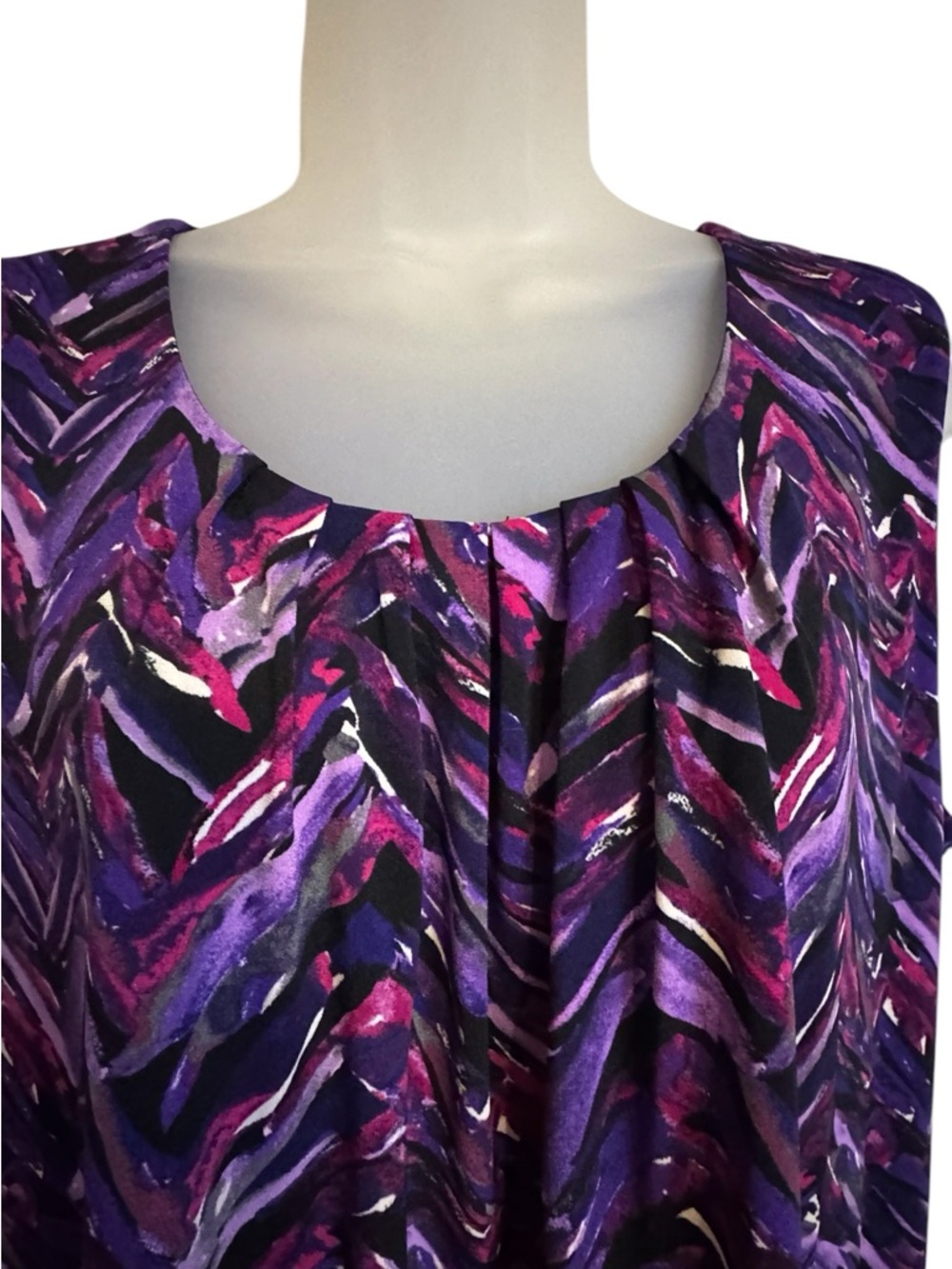 Kasper Purple Multi-Print Sleeveless Shell/Top LAYERING   XLARGE   #12 - Picture 2 of 6